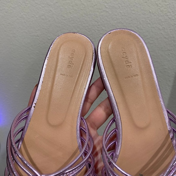 Aeyde Natasha Nappa Metalic Purple Sandals Flats sz 38 - Picture 3 of 8